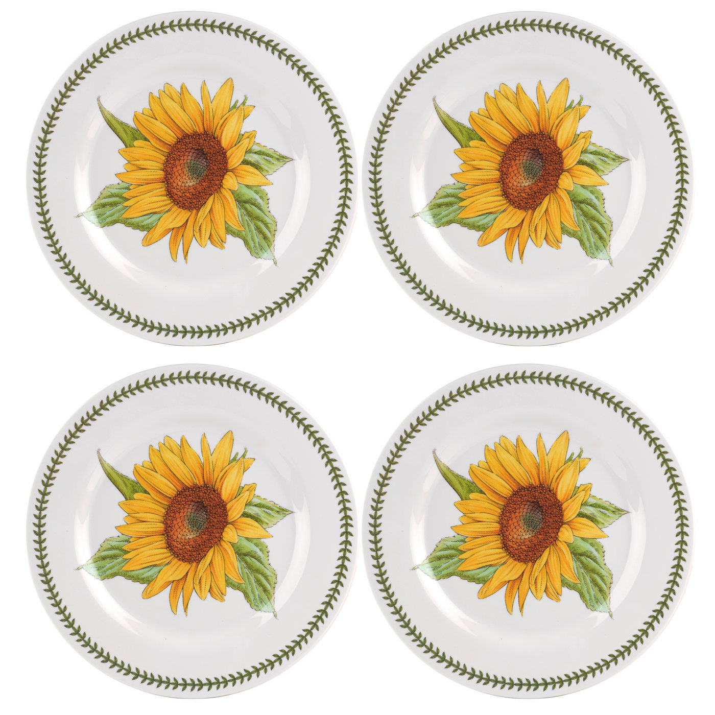 Botanic Garden Melamine Set of 4 Dinner Plates, Sunflower image number null