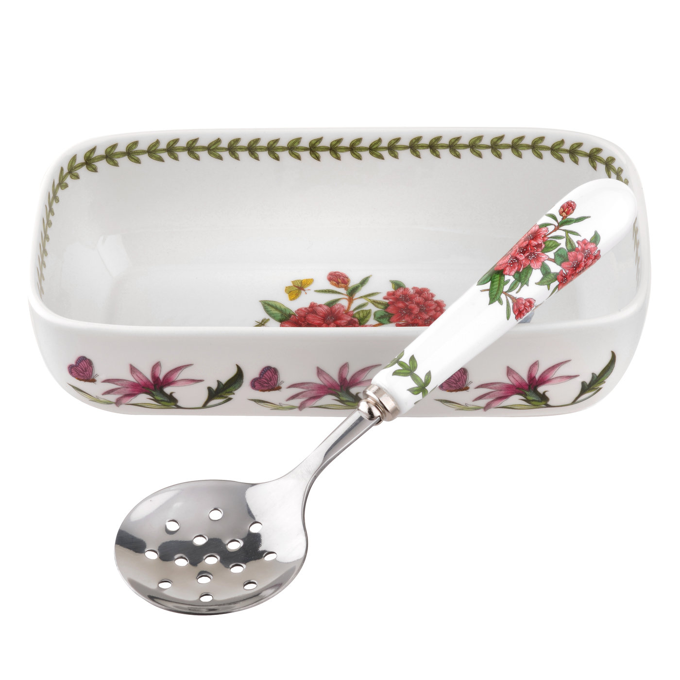 Botanic Garden Sauce Dish with Slotted Spoon image number null