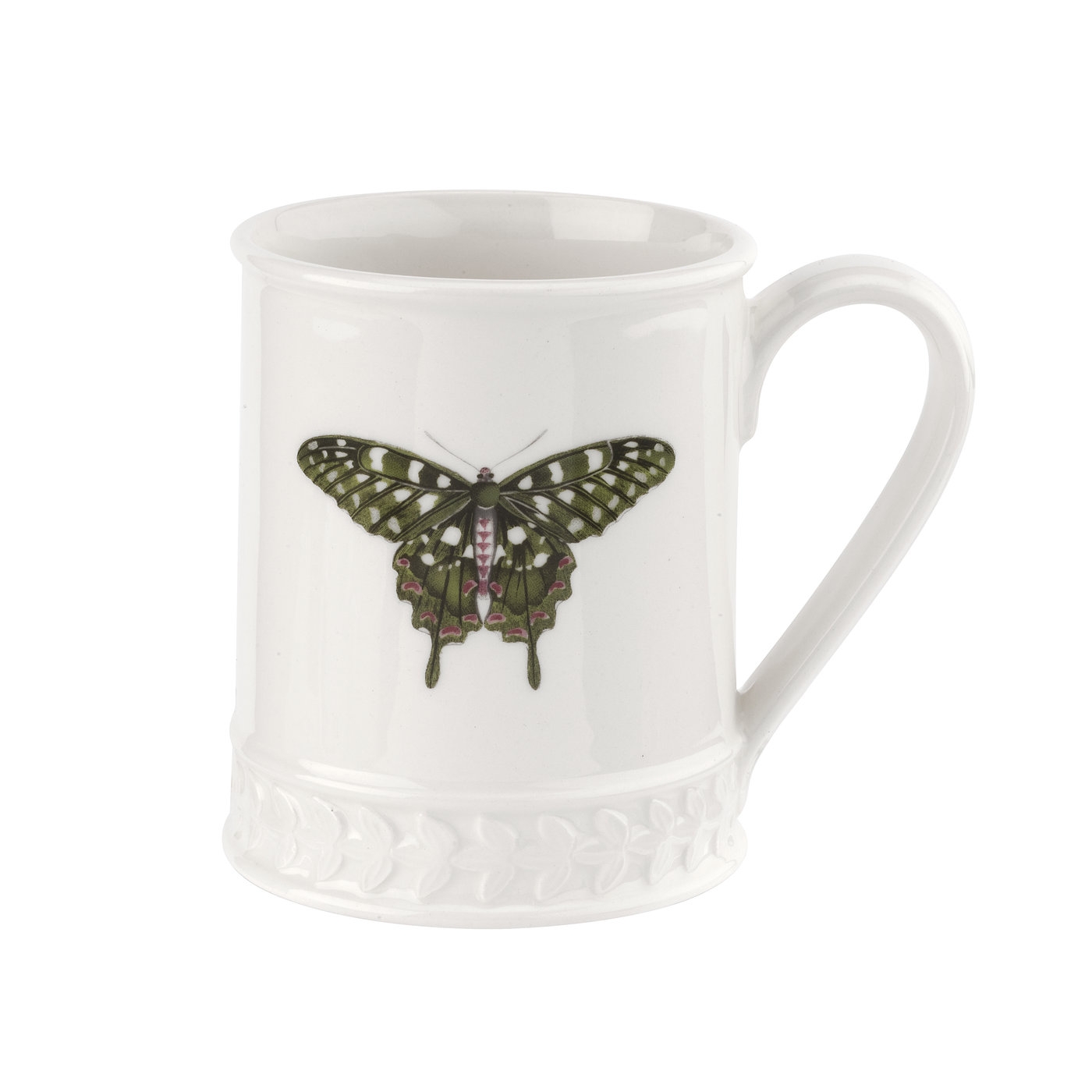 Botanic Garden Harmony Embossed 16 fl.oz. Tankard, Forest Green Butterfly image number null