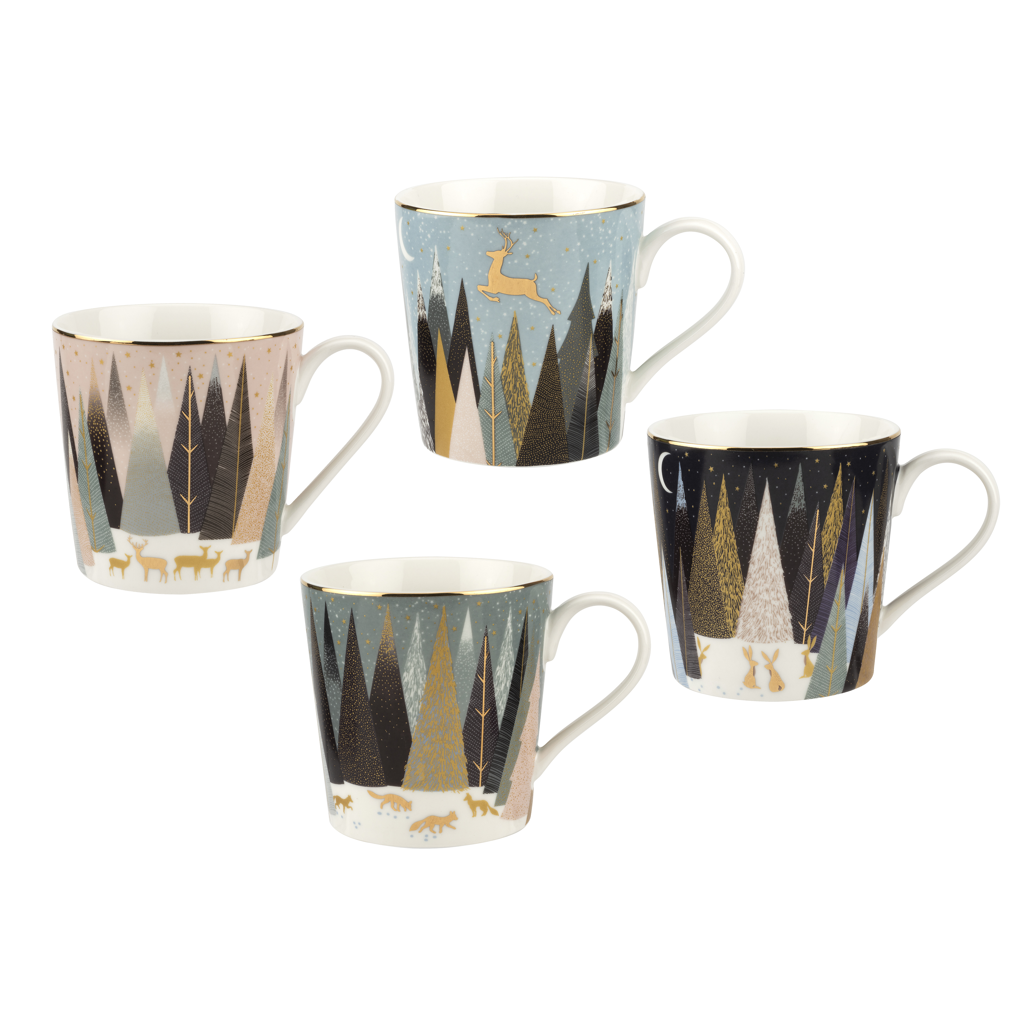 Sara Miller Set of 4 Frosted Pines Mugs image number null