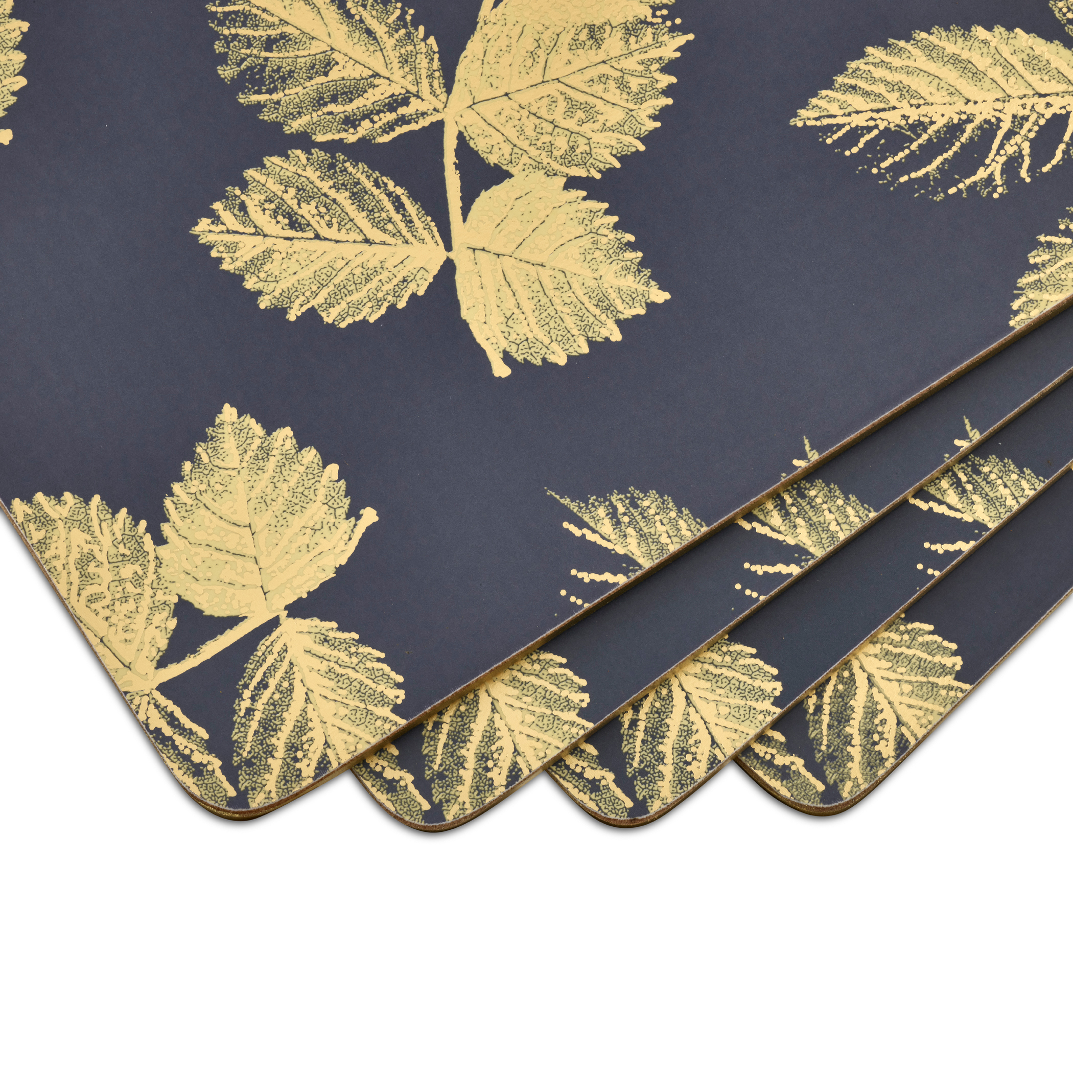 Sara Miller London Etched Leaves Placemats Set of 4 Navy - Large Size image number null