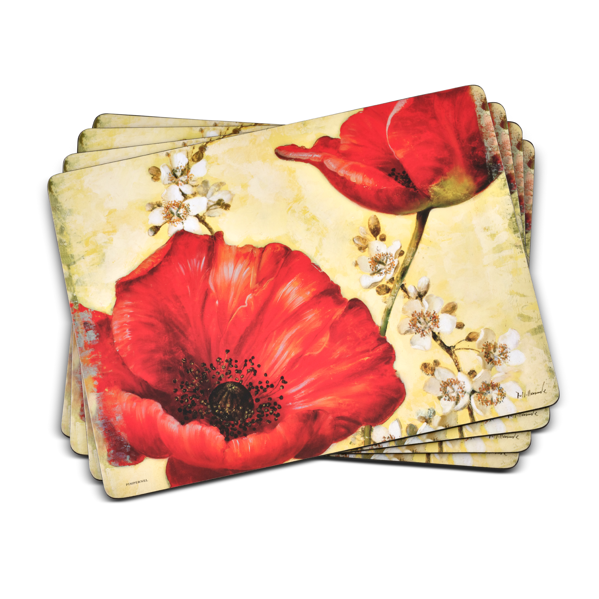 Red Poppy Blossoms Placemats Set of 4 image number null
