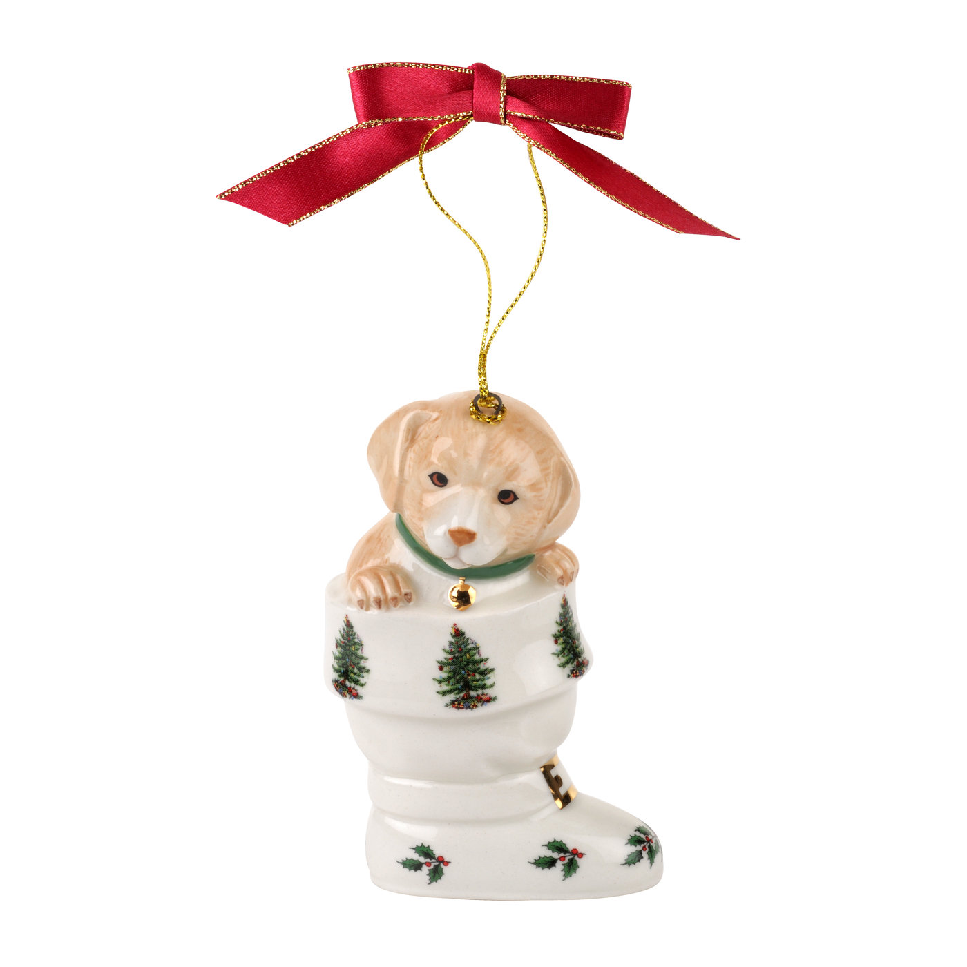 Christmas Tree Puppy in Boot Ornament image number null