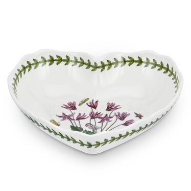 Botanic Garden 8.5 Inch Scalloped Edge Heart Shaped Dish, Cyclamen Botanic Garden 8.5 Inch Scalloped Edge Heart Shaped Dish, Cyclamen