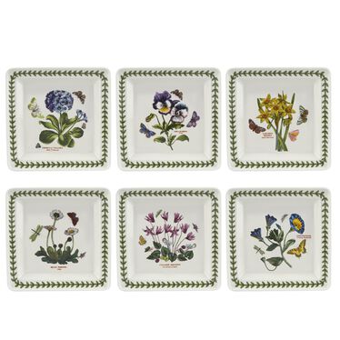 Botanic Garden 7 Inch Square Plate Set of 6 (Assorted Motifs)