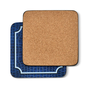Blue Croc Leather Coaster Set of 6 Blue Croc Leather Coaster Set of 6