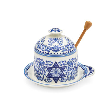 Judaica Honey Pot with Drizzler Judaica Honey Pot with Drizzler