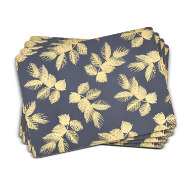 Sara Miller London Etched Leaves Placemats Set of 4 Navy - Large Size Sara Miller London Etched Leaves Placemats Set of 4 Navy - Large Size