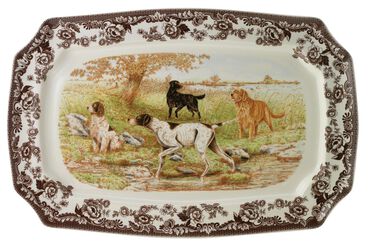 Woodland Rectangular Platter 17.5 Inch, Dog Scene Woodland Rectangular Platter 17.5 Inch, Dog Scene