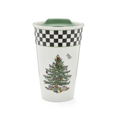 Christmas Tree Black & White Travel Mug Christmas Tree Black & White Travel Mug