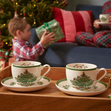 Christmas Tree Teacup & Saucer