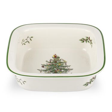 Christmas Tree Square Rimmed Dish