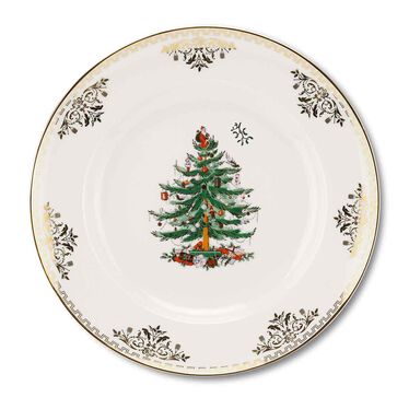 Christmas Tree Gold Dinner Plates 10.5 Inch, Set of 4