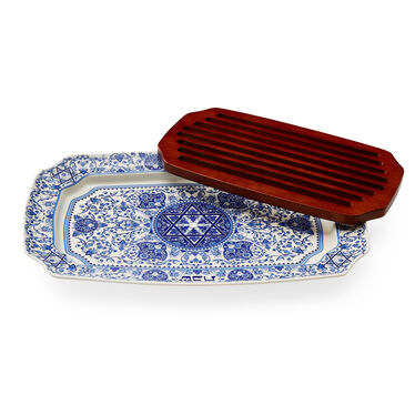 Judaica Challah Tray with Wood Insert