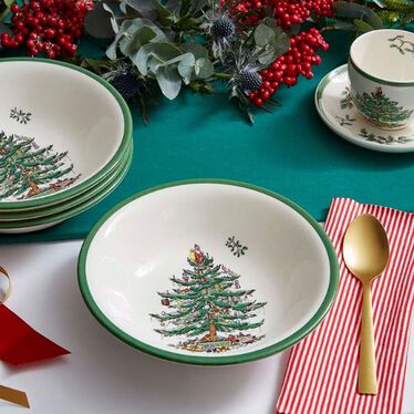 Christmas Tree 8 Inch Cereal Bowls Set of 4