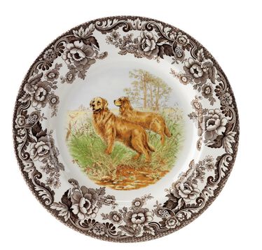 Woodland Dinner Plate 10.5 Inch, Golden Retriever