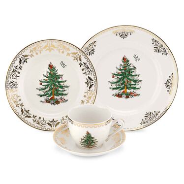 Christmas Tree Gold Collection 4 Piece Place Setting