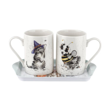 Wrendale Designs Trick or Treat 3 Piece Mug & Tray Set (Dogs/Cat) Wrendale Designs Trick or Treat 3 Piece Mug & Tray Set (Dogs/Cat)