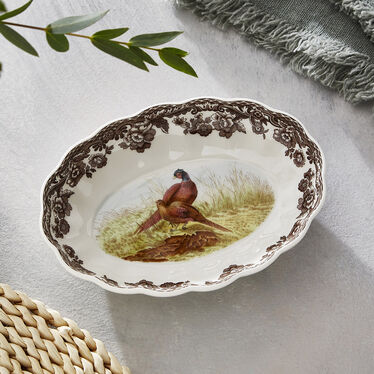 Woodland Pheasant Oval Fluted Dish