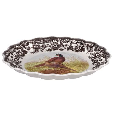 Woodland Oval Fluted Dish 14.5 Inch, Pheasant
