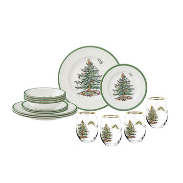 Christmas Tree 16 Piece Glassware Set