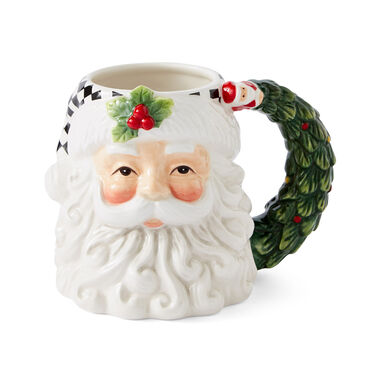 Christmas Tree Black and White Santa Toby Mug
