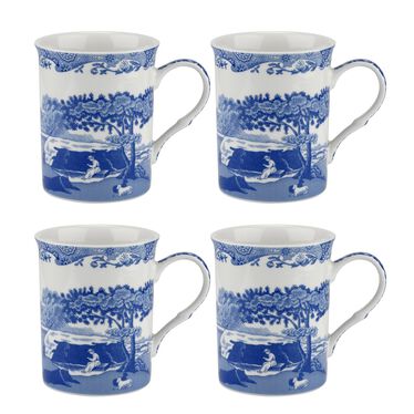 Blue Italian Large Mugs Set of 4 Blue Italian Large Mugs Set of 4