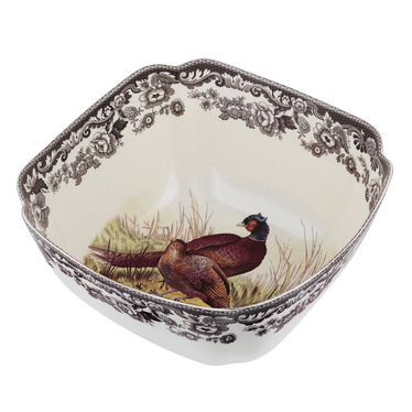 Woodland Deep Square Serving Bowl 9.5 Inch, Pheasant Woodland Deep Square Serving Bowl 9.5 Inch, Pheasant