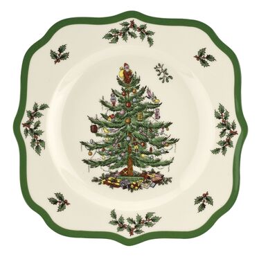 Christmas Tree 9 Inch Scalloped Salad Plate Christmas Tree 9 Inch Scalloped Salad Plate