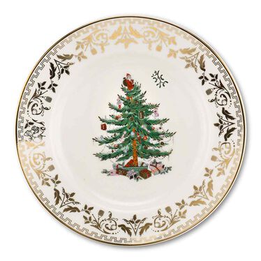 Christmas Tree Gold 8 Inch Plate Set of 4