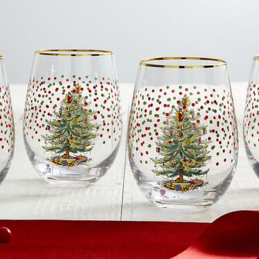 Christmas Tree Polka Dot Wine Glasses