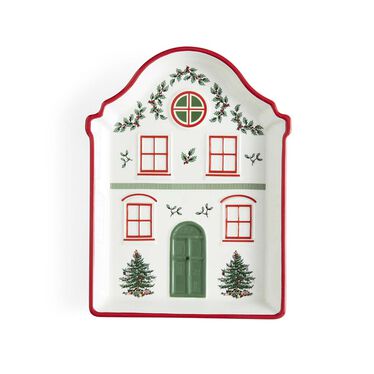 Christmas Tree Village Red Tidbit Tray