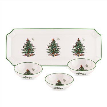 Christmas Tree Rectangular Tray with 3 Dishes Christmas Tree Rectangular Tray with 3 Dishes