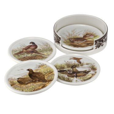 Woodland 4 Piece Ceramic Coasters with Holder Woodland 4 Piece Ceramic Coasters with Holder