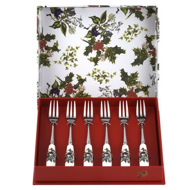 The Holly and the Ivy Set of 6 Pastry Forks