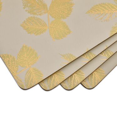 Sara Miller London Etched Leaves Placemats Set of 4 Light Grey - Large Size Sara Miller London Etched Leaves Placemats Set of 4 Light Grey - Large Size