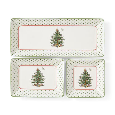 Christmas Tree Polka Dot 3 Piece Nesting Tray