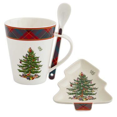 Christmas Tree Tartan Mug Set Christmas Tree Tartan Mug Set