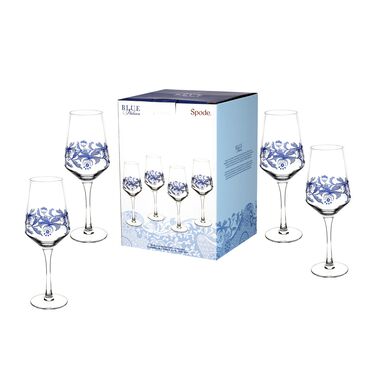Blue Italian Wine Glass Set of 4