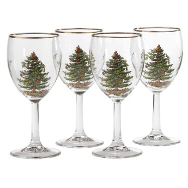 Christmas Tree Set of 4 Wine Glasses Christmas Tree Set of 4 Wine Glasses