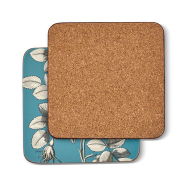 Sanderson Etchings and Roses Blue Coasters Set of 6