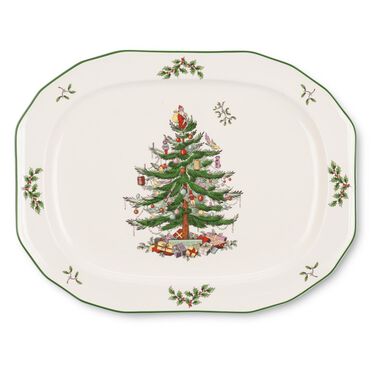 Christmas Tree Sculpted Oval Platter, 14 Inch