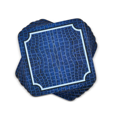 Blue Croc Leather Coaster Set of 6 Blue Croc Leather Coaster Set of 6