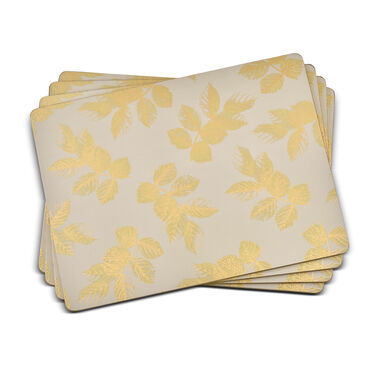 Sara Miller London Etched Leaves Placemats Set of 4 Light Grey - Large Size Sara Miller London Etched Leaves Placemats Set of 4 Light Grey - Large Size