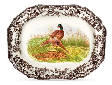 Woodland Octagonal Platter 19 Inch, Pheasant Woodland Octagonal Platter 19 Inch, Pheasant