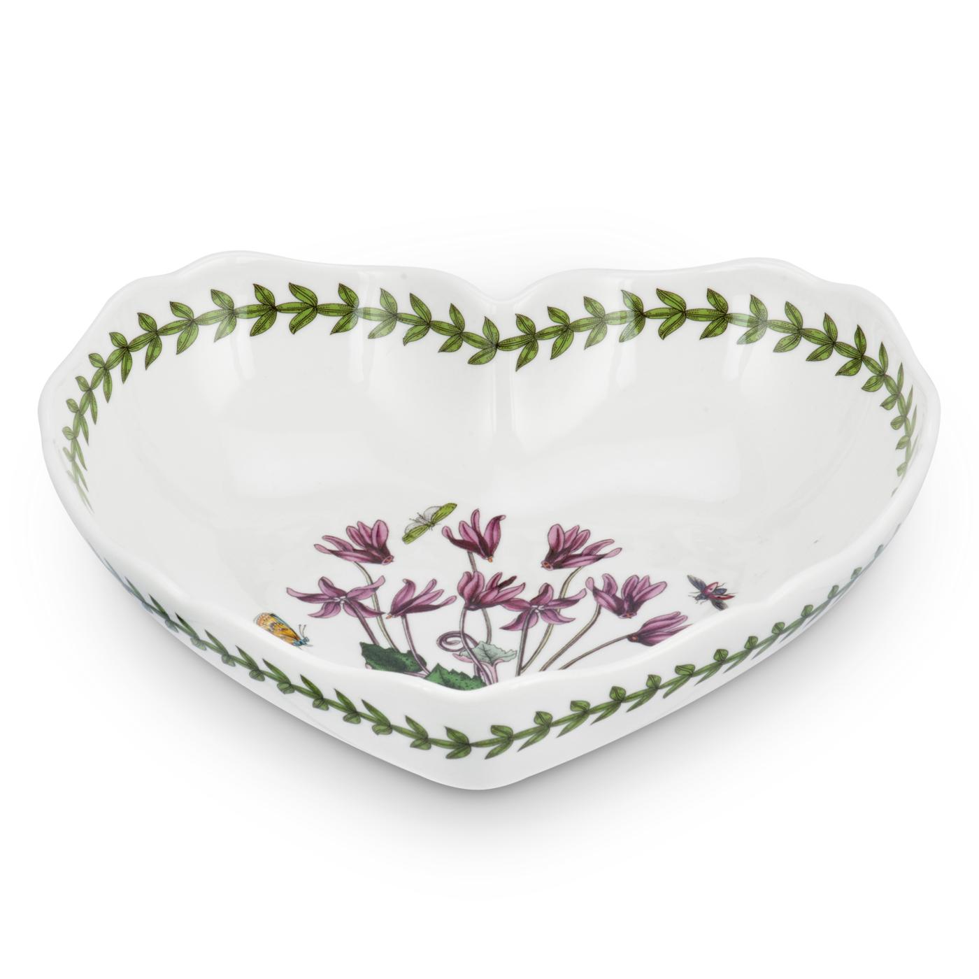 Botanic Garden 8.5 Inch Scalloped Edge Heart Shaped Dish, Cyclamen image number null