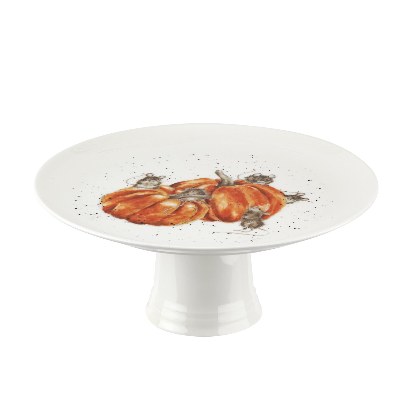 Wrendale Designs Thanksgiving Pumpkins Footed Cake Plate image number null