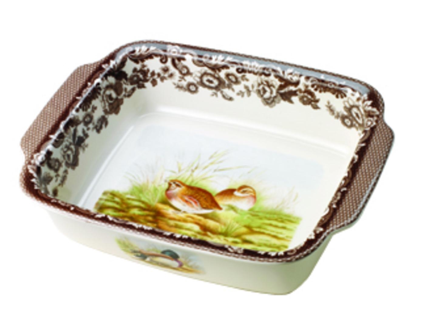 Woodland Rectangular Handled Dish 15 Inch, Quail, Mallard & Rabbit image number null