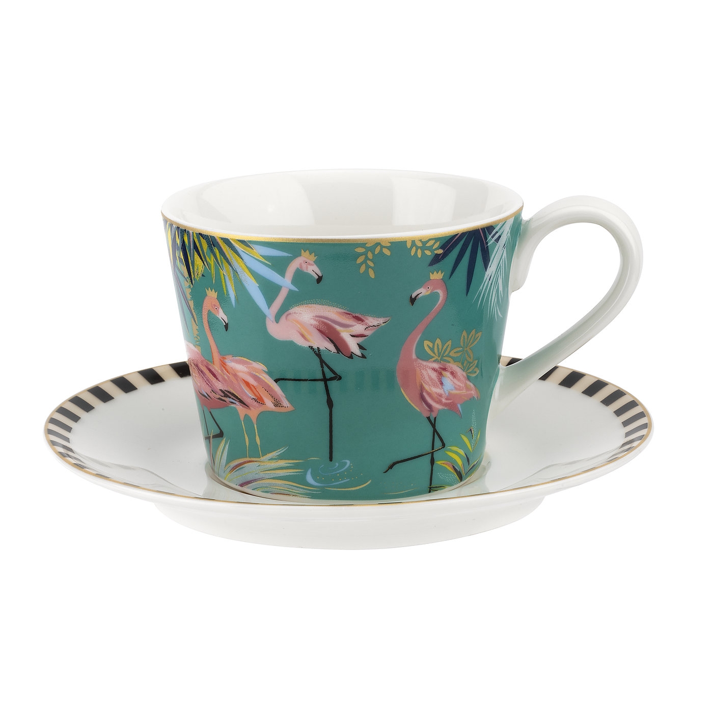 포트메리온 '사라 밀러 런던' 티컵 앤 소서 Sara Miller London for Portmeirion Tahiti Collection Flamingo Teacup and Saucer