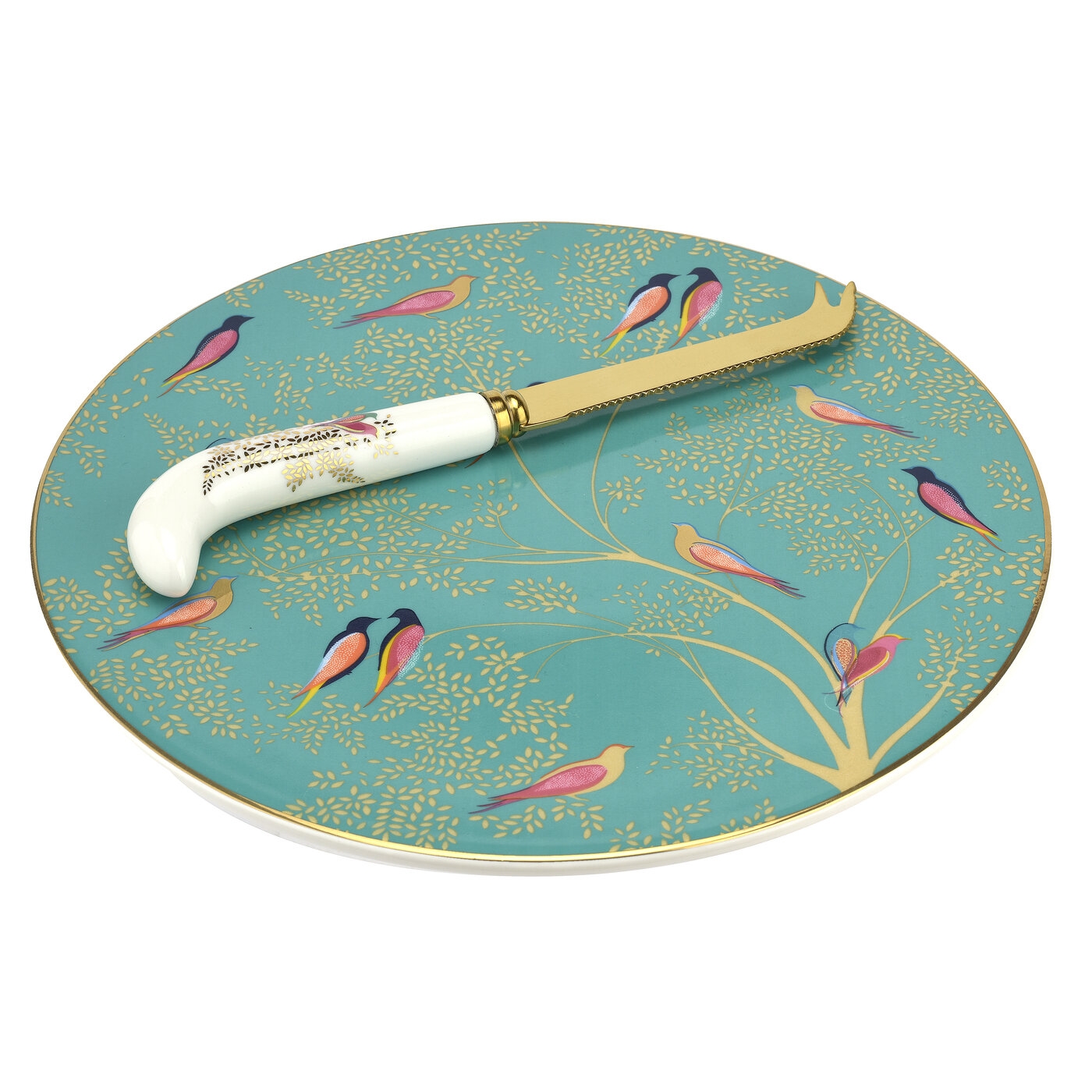 Sara Miller London Chelsea Cheese Plate with Knife (Green) image number null